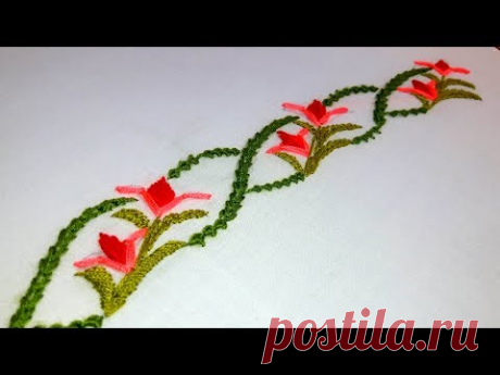 Hand Embroidery : border design for dresses and sari | border line # 71.