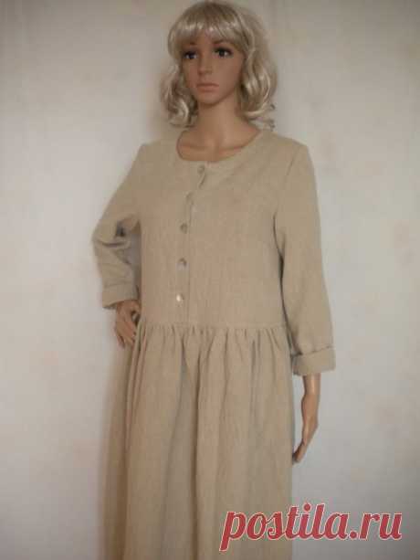 washed linen dress long sleeve plus size baby doll dress