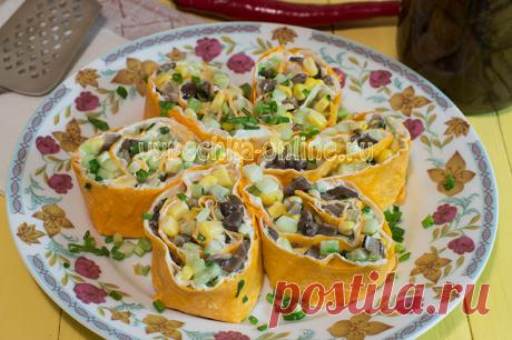 ✔️Начинка для лаваша с грибами, рулет без выпечки – рецепт с фото