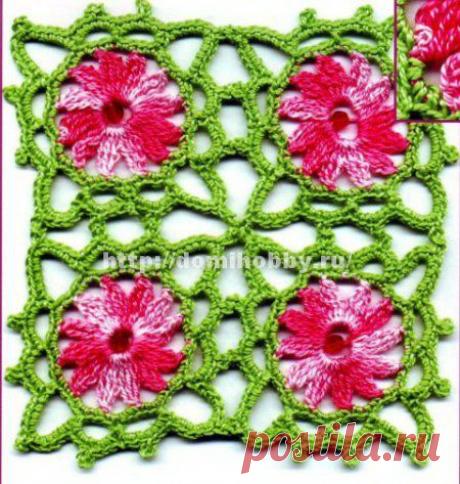 Вязание крючком мотивов с цветами / Handmade / 1. Крючкотворные Мотивы / Pinme.ru / Ольга Захарова-Черных