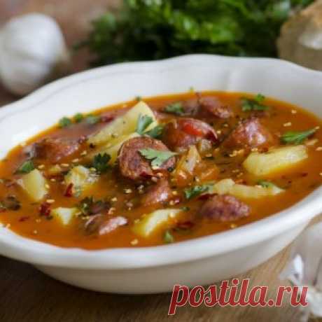 Острый испанский суп с колбасками. Очень-очень сытный, фантастически вкусный, потрясающе ароматный - МирТесен
