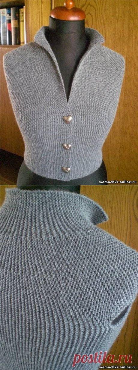 Короткий жакет, связанный поперёк