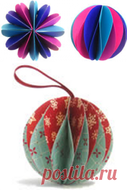 шары на елку  из бумаги и открыток