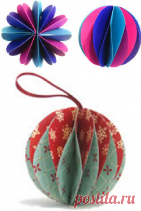 шары на елку  из бумаги и открыток