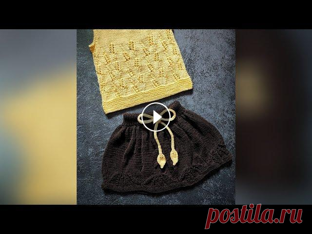Юбочка спицами для девочки! Без шва  бери и вяжи!  МК по вязанию юбочки для девочки ! Длинна 26 см ,обхват талии 48-50 см !...