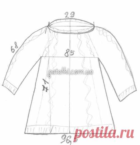Пуловер-туника спицами. Схемы, выкройка