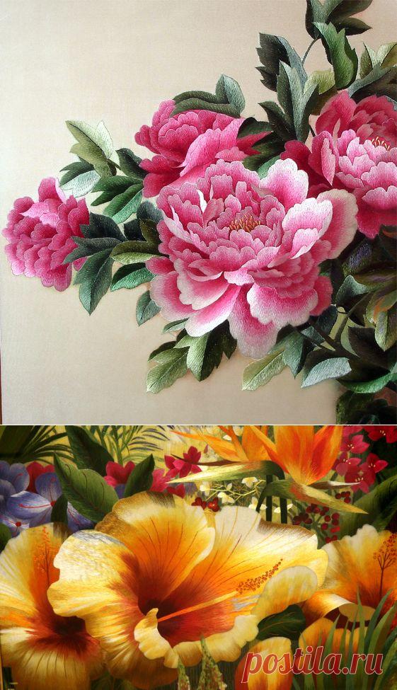 Китайская живопись гладью