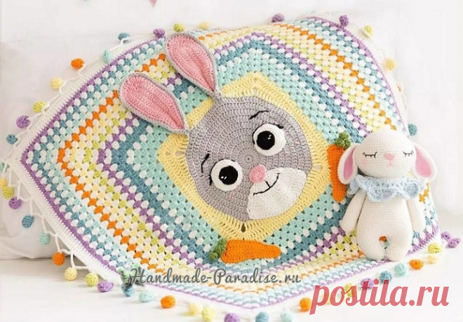 Детский плед с зайкой и морковками