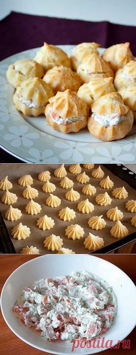 Профитроли со сливочным сыром и лососем - Простые рецепты Овкусе.ру