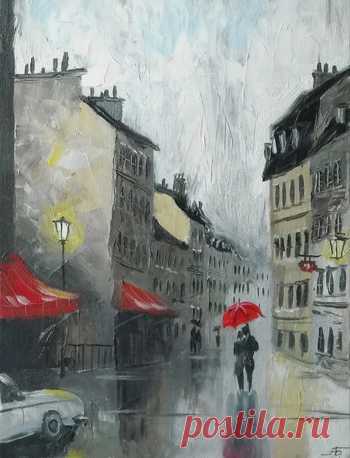 Вечерняя прогулка под дождём  - сбор пазла Лучшая коллекция пазлов для взрослых и детей: собирайте и создавайте свои собственные пазлы.