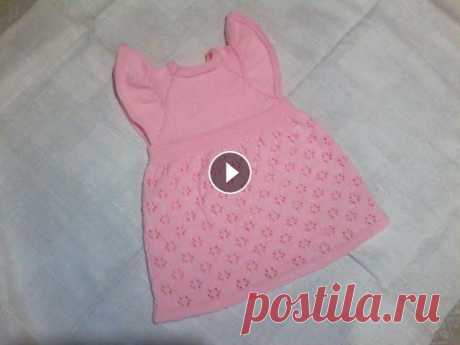 детское платье вязаное спицами детское платье вязаное спицами на 6-12 месяцев. расход пряжи 150 грамм....