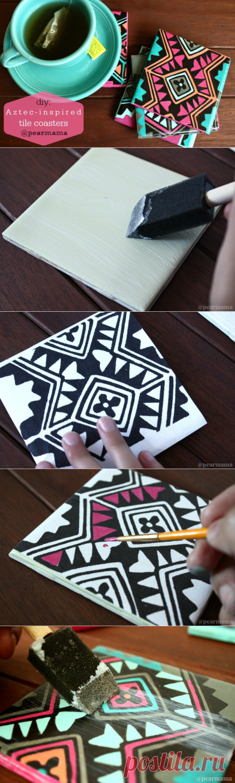 DIY: Aztec-inspired Tile Coasters | Pearmama