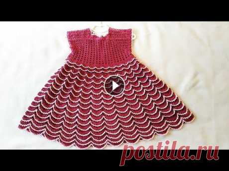 Платье &quot;малинка&quot; на девочку 5-6 лет Часть 1/2 / How crochet a dress Платье из бюджетной пряжи, 100% хлопок. Расход пряжи 200 граммов, крючок №1,5 Схемы здесь:...