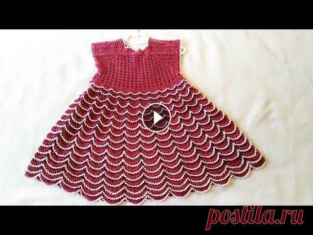 Платье "малинка" на девочку 5-6 лет Часть 1/2 / How crochet a dress Платье из бюджетной пряжи, 100% хлопок. Расход пряжи 200 граммов, крючок №1,5 Схемы здесь:...