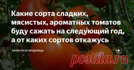 Какие сорта сладких, мясистых, ароматных томатов буду сажать на следующий год, а от каких сортов откажусь