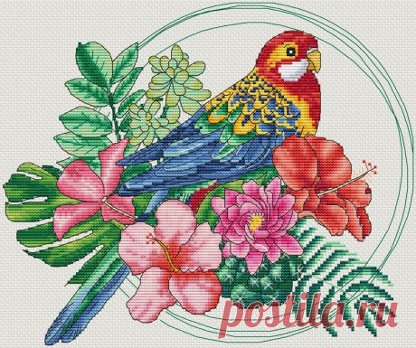 Вышивка крестиком JPG Попугай Тигр Цифровая загрузка | Etsy