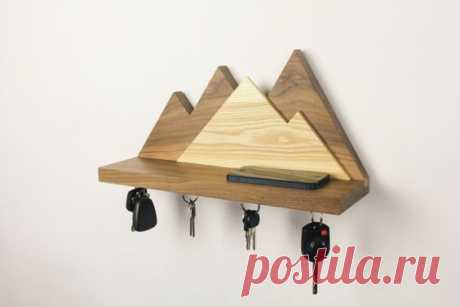 Floating Mountain Shelf and Magnetic Key Holder