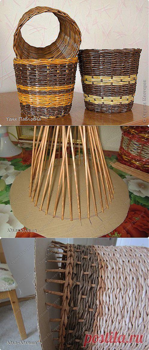 ПЛЕТЕНИЕ ИЗ ГАЗЕТ. КАШПО БЕЗ ДНА С ДЕКУПАЖЕМ.