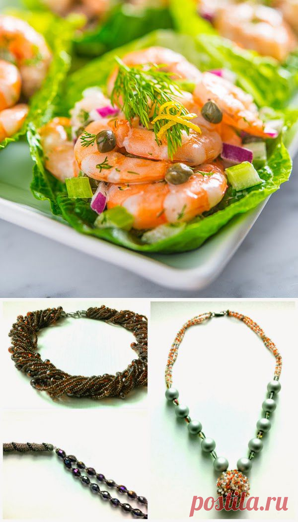 InVkus: Салат из креветок с каперсами в салатных листьях Романо