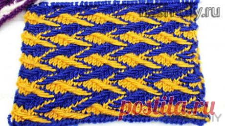 Ленивый жаккард узор спицами Рыбки