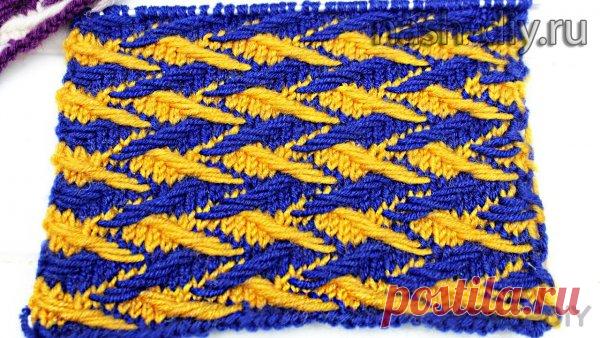 Ленивый жаккард узор спицами Рыбки