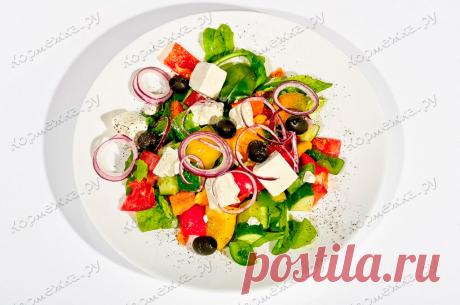 Греческий салат с фетой - Кормежка.ру