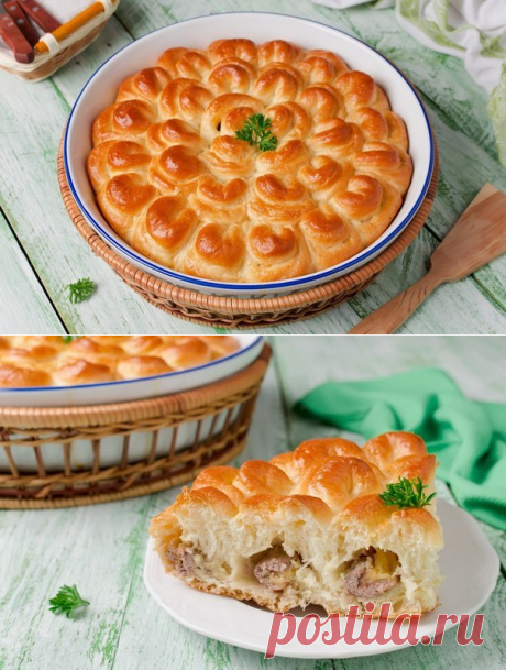 Пирог с мясом &quot;Хризантема&quot;.