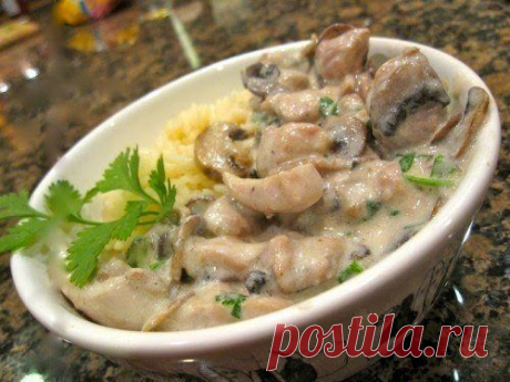 шеф-повар Одноклассники: Грибы с курицей под сливочным соусом