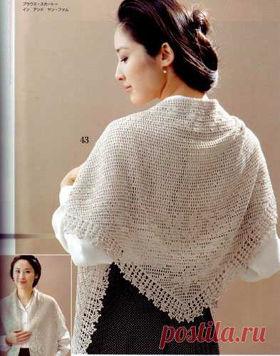 Шаль с цветочным узором Вязаная крючком филейная шаль с цветочным узором. Схема  Шаль не является предметом пе