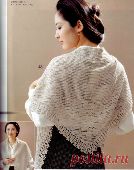 Шаль с цветочным узором Вязаная крючком филейная шаль с цветочным узором. Схема  Шаль не является предметом пе