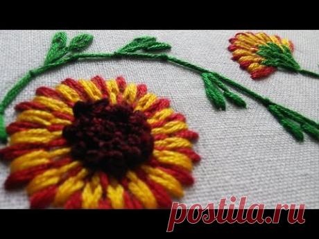 Stitching|Embroidery Tutorial | Long and Short Stitch | Beautiful Flower | HandiWorks #26