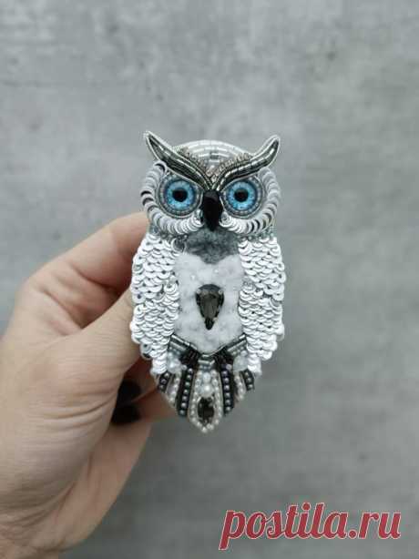 Pin de búho con cuentas bordado broche de pájaro joyería hecha - Etsy Chile