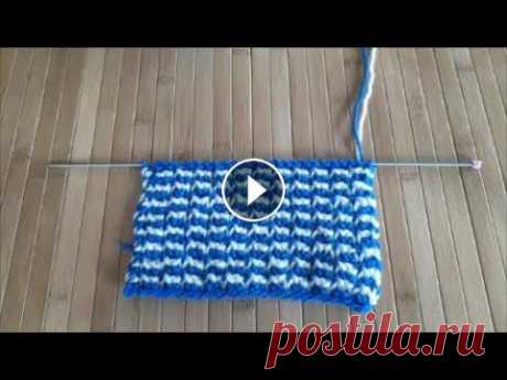 Несложный двухцветный односторонний узор спицами для детских изделий