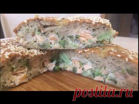 ПП пирог с сёмгой и брокколи. Ржаной пирог.  Ну очень вкусный рыбный пирог .