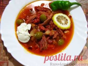 Рецепт: Настоящая солянка с копченостями на RussianFood.com