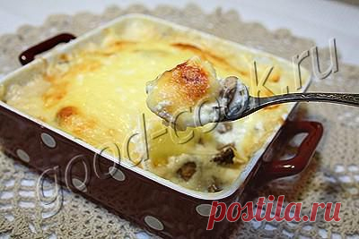 Хорошая кухня - шампиньоны, запеченные в сметане с сыром. Кулинарная книга рецептов. Салаты, выпечка.
