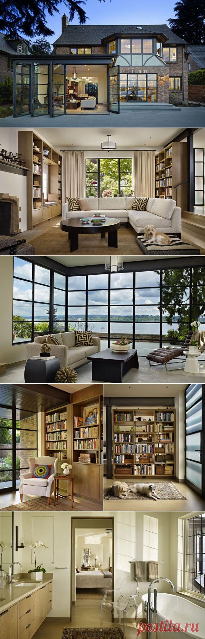 Интерьер светлого и солнечного дома - Роскошь и уют
Современные мотивы для классического домика у озера в Сиэтле
Дизайнерам чудесным образом удаётся сочетать старомодный шарм и современную красоту. Предлагаем пройтись по комнатам традиционного домика в тюдоровском стиле, который никогда не устареет благодаря талантливым дизайнерам из DeForest Architects.