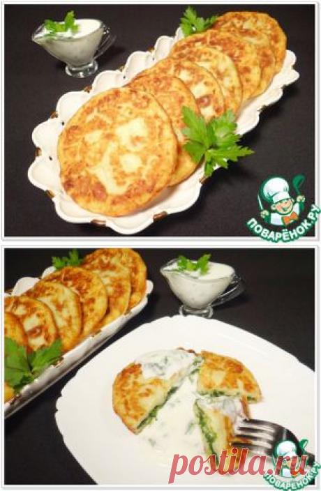 Картофельные лепешки со шпинатно-чесночной начинкой - кулинарный рецепт
