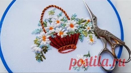 Flower embroidery :Daisies 🌼Цветочная вышивка: Ромашки