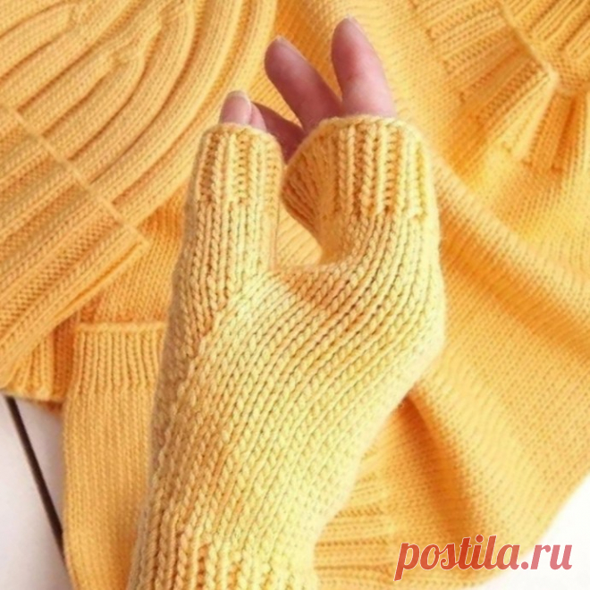 Митенки спицами
