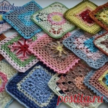 Мотивы для вязания крючком пледа и прихваток
