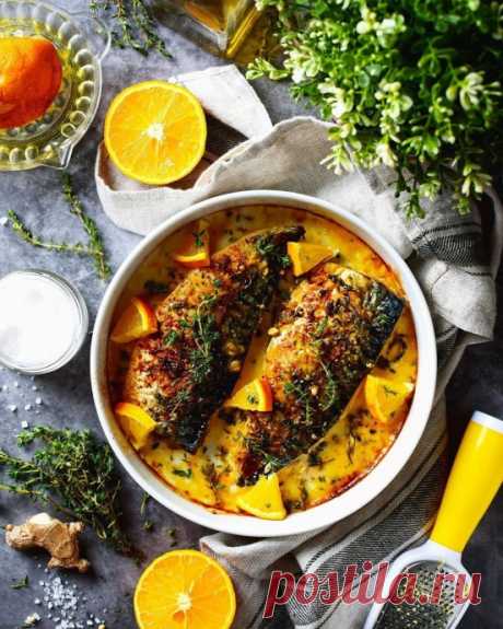 ​Запеченная скумбрия с апельсином