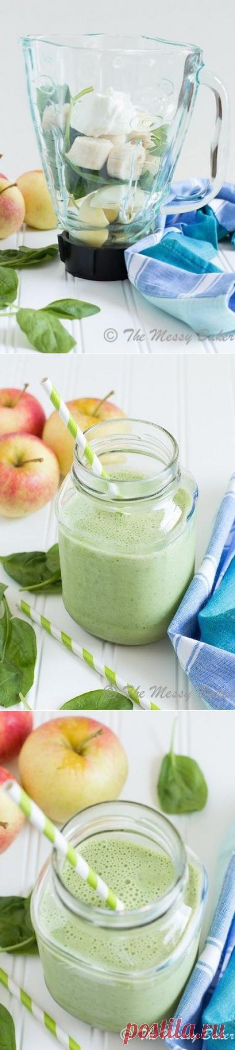 Как приготовить яблочно-банановый зеленый смузи - рецепт, ингридиенты и фотографии