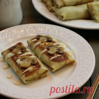 Блинчики с грибами и соусом бешамель – Kyxarka.ru