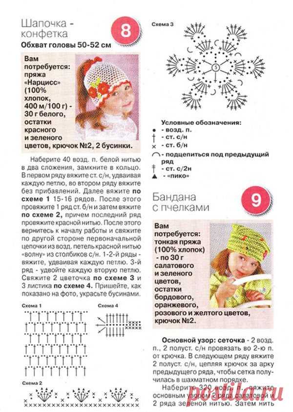 Детские панамки. Схемы вязания / Увлечения и хобби
