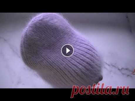 МОДНАЯ ШАПКА БИНИ РЕЗИНКОЙ 1*1 ИЗ ПРЯЖИ ПУХ НОРКИ СПИЦАМИ. купить пряжу с пайетками купить пряжу пух норки спицы купить крючки купить бамбук крючки купить журнал Смотрите мои другие видео: вязаная шапка узором...