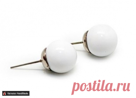 Серьги 'Бусины' (белые) ручной работы купить в Минске и Беларуси, цены на HandMade