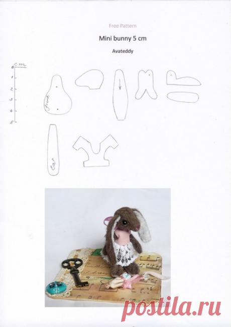 Маленькая зайка.Всего 5 см. Выкройка