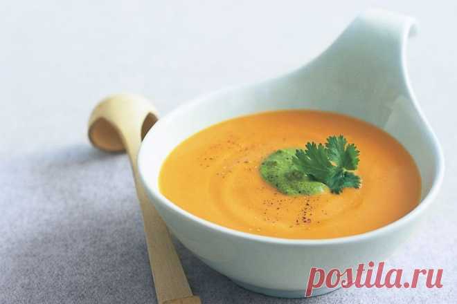 Thai sweet potato soup with coriander pesto
