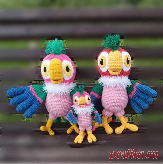 Бесплатный мастер-класс по вязанию Попугай Кеша крючком. Автор описания - Kolipso. 🧶Схемы вязания игрушек IRINELY.ART🧵